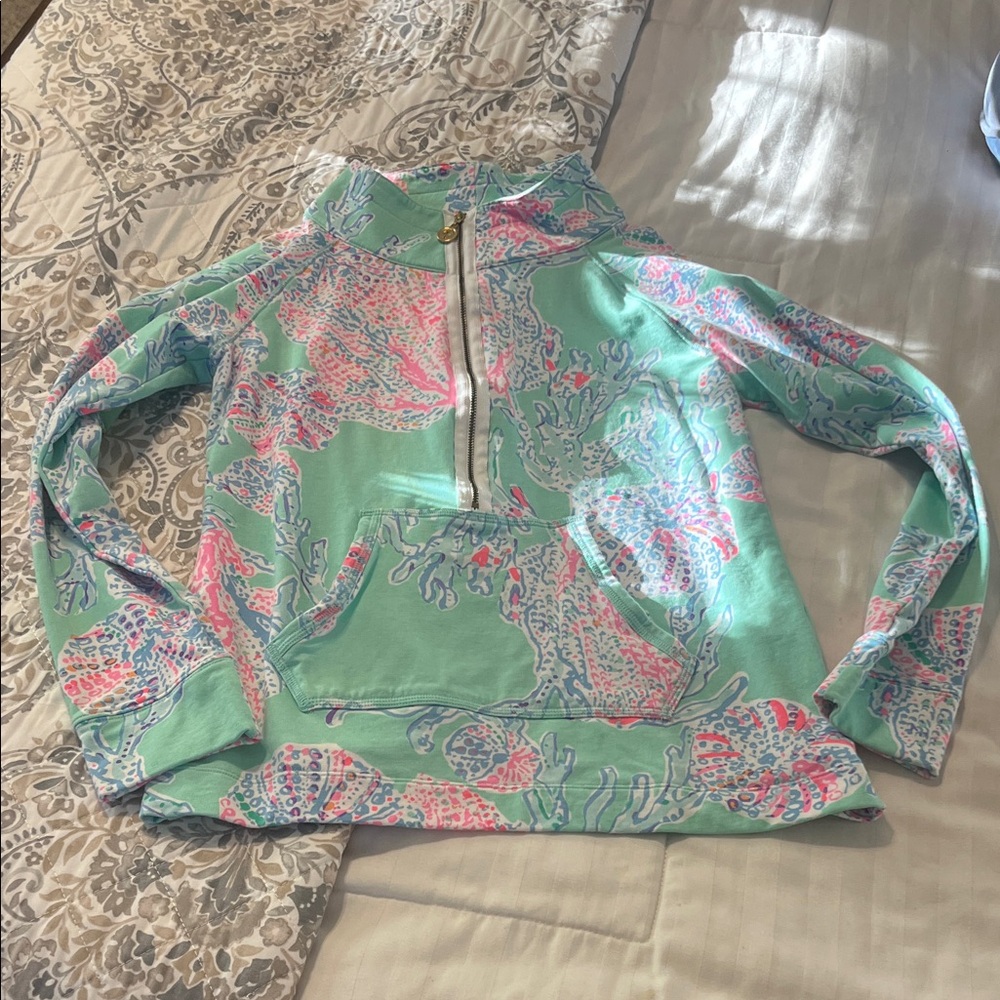 Lilly Pulitzer Mint Green, Pink & Blue Half-Zip Pullover